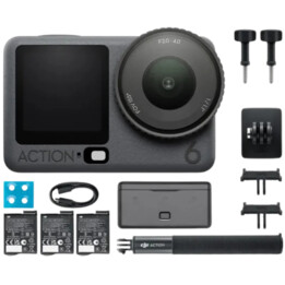 DJI Osmo Action 6 Adventure Combo - Caméra d'action avec capteur carré de 1/1,1 pouce, ouverture variable de f/2,0 à f/4,0 et vi