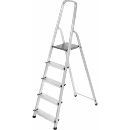 AwTools Escalera de aluminio de 125 kg, 5 peldaños, autoportante