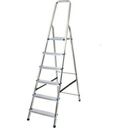 AwTools Escalera de aluminio de 150 kg, 6 Peldaños, Autoportante
