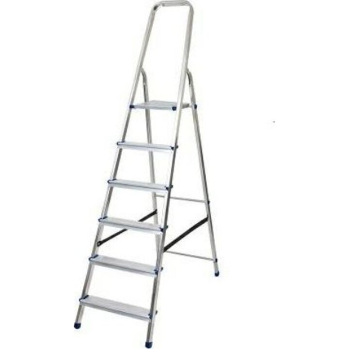 Scala in alluminio AwTools, portata 150 kg, 6 gradini, autoportante