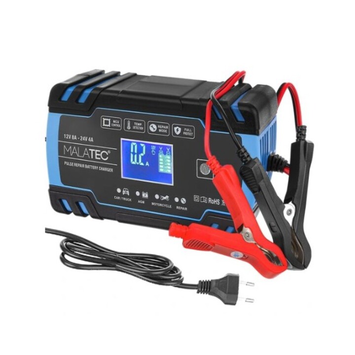 Caricabatterie automatico Extralink per batterie da 12/24 V 8 A - Blu