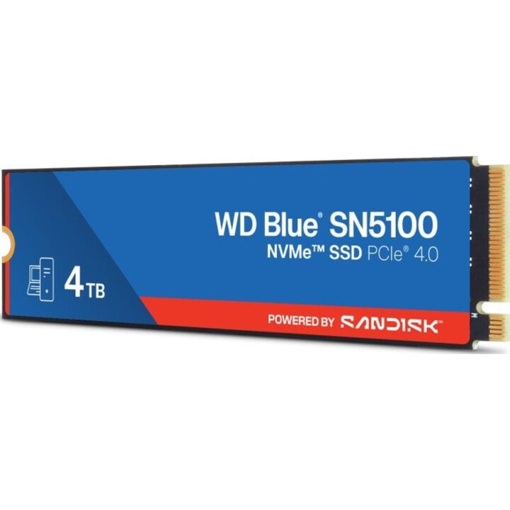 Disco rígido SSD Sandisk WD Blue SN5100 de 4 TB, M.2, 6900 MB/s, NVMe, PCIe 4.0, com encriptação