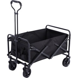 Carrello pieghevole da trasporto per giardino e spiaggia, nero, 120 litri.