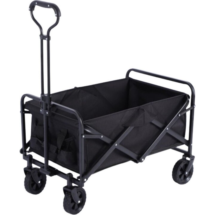 Folding transport trolley for garden and beach, black, 120 liters.