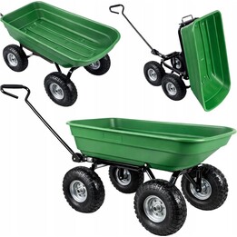 Carrello da giardino con pianale ribaltabile rimovibile, colore verde, portata 120 kg.