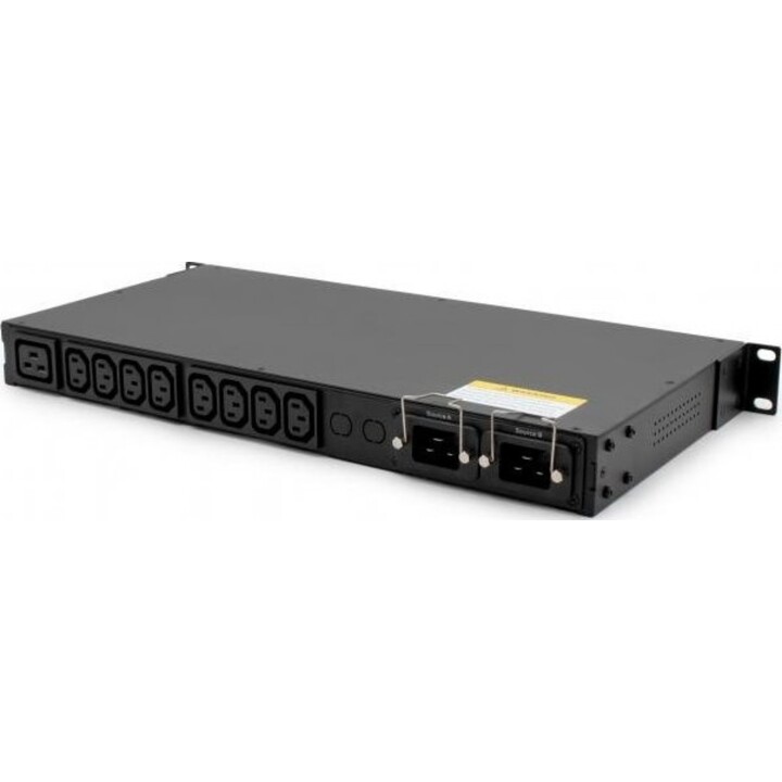 Automatic Transfer Switch (ATS) 1U, 230V, 16A, input 2xIEC60320 C20, output 8xC13+1xC19