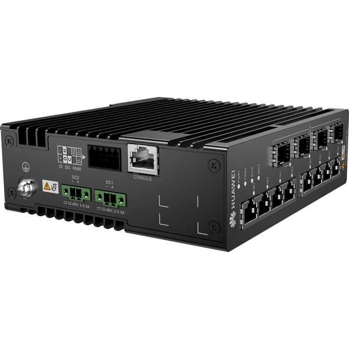 Switch industriale Huawei CloudEngine S5735I-S8T4SN-V2 su guida DIN, 8 porte GE e 4 porte SFP, senza ventola