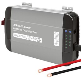 Carregador inteligente Qoltec 51957 Monolith para par de baterias LiFePO4 AGM GEL SLA | 50A | 12V