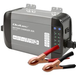 Caricabatterie intelligente Qoltec 51955 Monolith per coppia di batterie LiFePO4 AGM GEL SLA | 30A | 12V