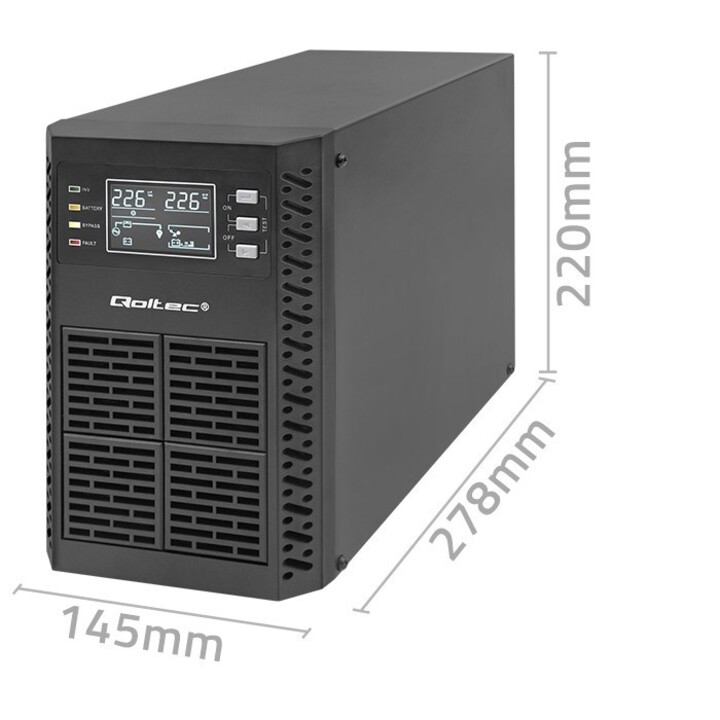Qoltec 1kVA Onduleur On-line 1000W LCD noir