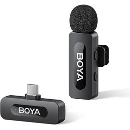 BOYA BY-V10 – Kabellose Mikrofone für iPhone 15/16-Serie, Android/Laptop mit USB-C-Anschluss, Schwarz