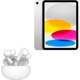 Apple iPad 11 2025 WiFi, 128GB, 11th Gen, A16 Chip, 12MP Camera, Silver + 4smarts Wireless Headset SkyBuds Pro ANC white