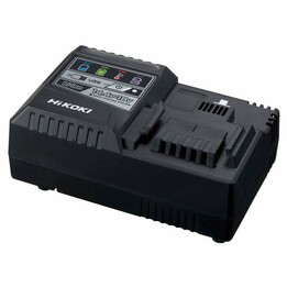 14.4V and 18V lithium-ion fast charger with sliding connector.
