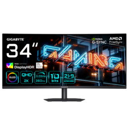 Gigabyte Mo34wqc36 Monitor Gaming Curvo 34” Wqhd - 3440 X 1440, 360hz, 0.03ms, Kvm, 300 Cd/m, Freesync Premium Pro, Displayhdr T