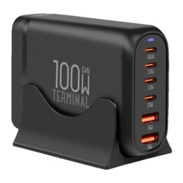Caricabatterie da scrivania OBAL:ME Terminal GaN 4C2A 100W Nero