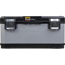 Caixa de ferramentas Stanley em metal, 58,4 cm, clipes metálicos anticorrosão, pega em dois materiais