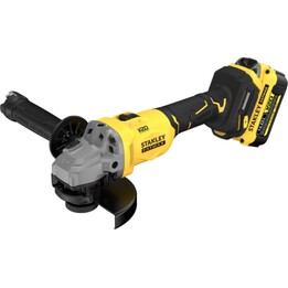 Amoladora angular sin escobillas Stanley SFMCG710M1T-QW V20 de 18 V y 125 mm con 2 baterías de 18 V y 4,0 Ah y cargador en estuc