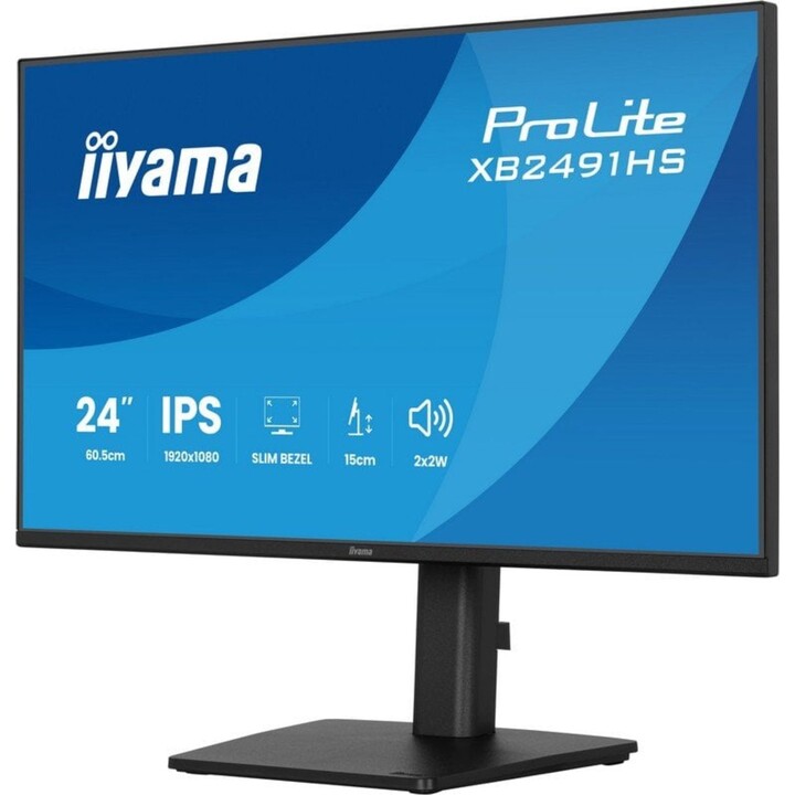 Monitor iiyama ProLite XB2491HS-B1 de 24", Full HD, 120 Hz, IPS, sem moldura na parte superior, com altifalantes