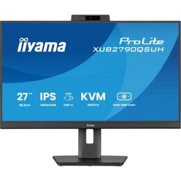 Écran iiyama 27 pouces QHD 100 Hz IPS, avec webcam, KVM, hauteur réglable et sans scintillement