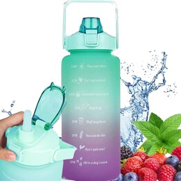 Botella Motivacional Extralink, Bidón de Agua, 2000ml, Verde-púrpura, But-190