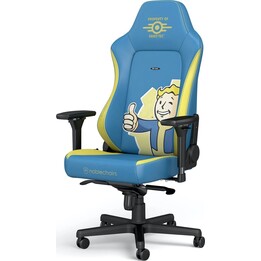 Silla gaming noblechairs HERO Fallout Vault-Tec Edition, de cuero sintético, azul y amarillo