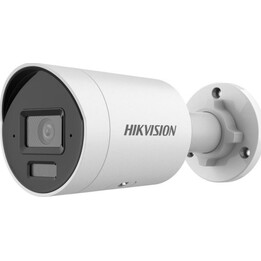 Cámara de red tipo «bullet» fija e híbrida inteligente Hikvision AcuSense de 6 MP con iluminación, color blanco