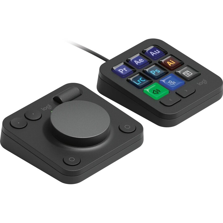 Logitech MX Creative Console Stream Deck und Dialpad, hellgrau