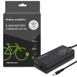 Qoltec 50761 Electric Bicycle Battery Charger 36V | 42V | 2A | 5.5*2.5