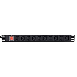 EnerGenie EG-PDU-10C132C19 Power Distribution Unit (PDU), 10 C13 sockets, 1U, 16A, C20 plug, 2m cable, black