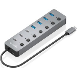 Hub USB Type-C 3.2 Aisens ASUC-8P044-GR / 4 ports USB / 3 ports USB Type-C / 1 port USB Type-C PD / Gris