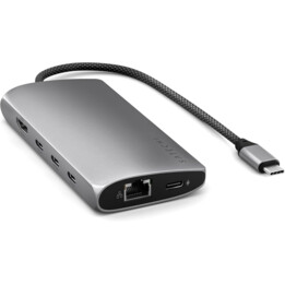 Satechi 8-in-1-USB-C-Hub mit Ethernet, HDMI 8K bei 30 Hz, PD-Ladefunktion mit 85 W, 4 USB-C-Anschlüsse mit 10 Gbit/s