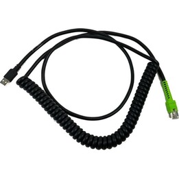 Cable de carga USB tipo A en espiral de Zebra de 12ft para escáneres, color negro