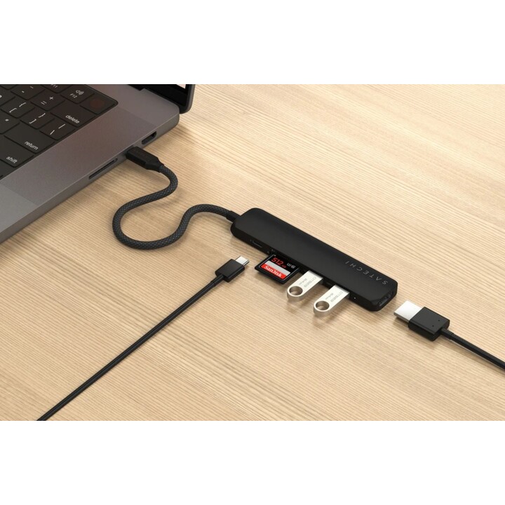 Satechi Slim 6 in 1 USB-C Multiport Adapter - Black
