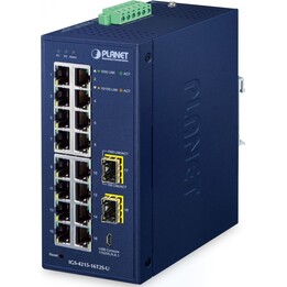 Switch industriale gestito Planet IGS-4215-16T2S-U a 16 porte 10/100/1000T, IP30, L2/L4