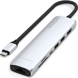 Adaptateur multiport USB-C 7-en-1 Satechi Slim, argent