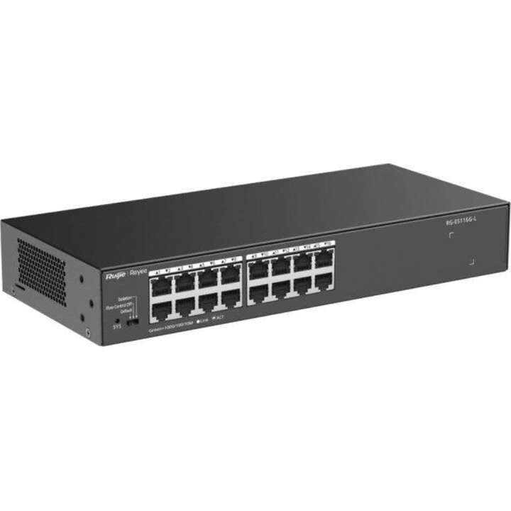 Ruijie RG-ES116G-L switch non gestito Gigabit a 16 porte, корпус metallico, nero