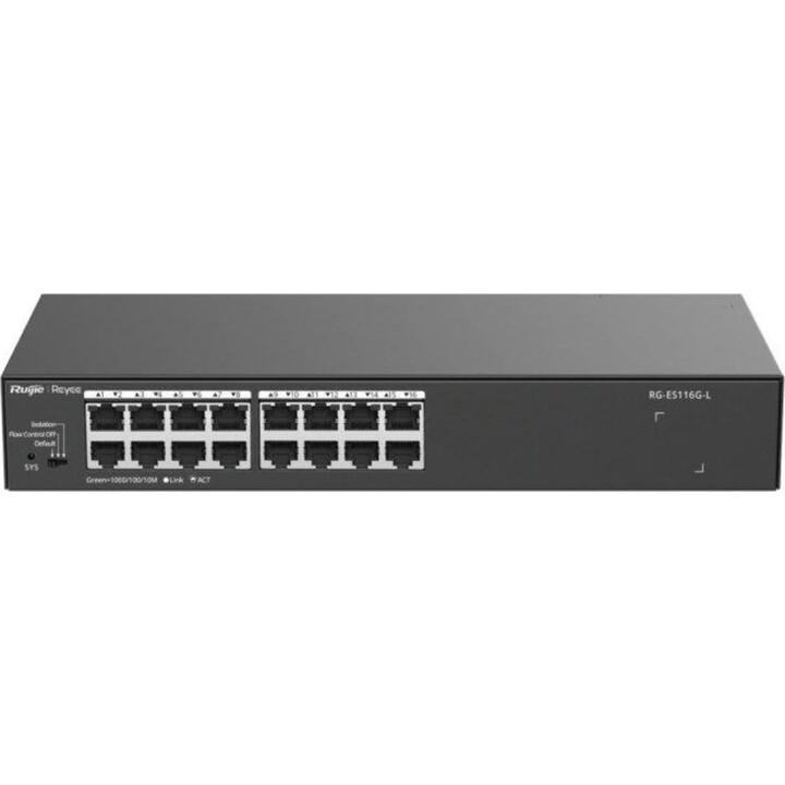 Ruijie RG-ES116G-L switch non gestito Gigabit a 16 porte, корпус metallico, nero