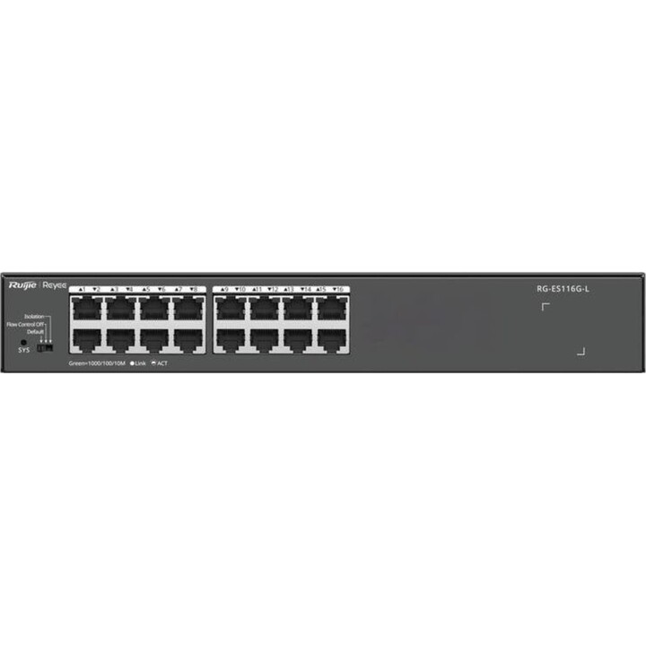 Ruijie RG-ES116G-L switch non gestito Gigabit a 16 porte, корпус metallico, nero