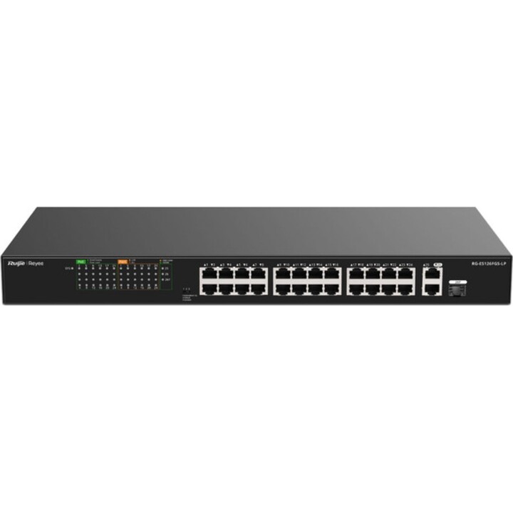 Ruijie Reyee RG-ES126FGS-LP switch PoE+ 24 porte 10/100, 2 Gigabit, metallo