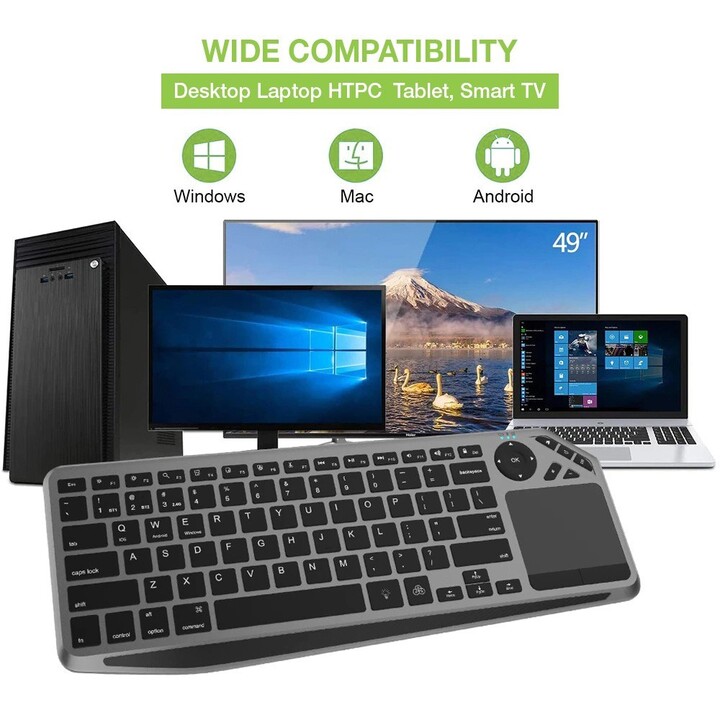 Techly ICTB9801TB teclado Universal RF Wireless + Bluetooth QWERTY Inglés de EE. UU. UU. negro
