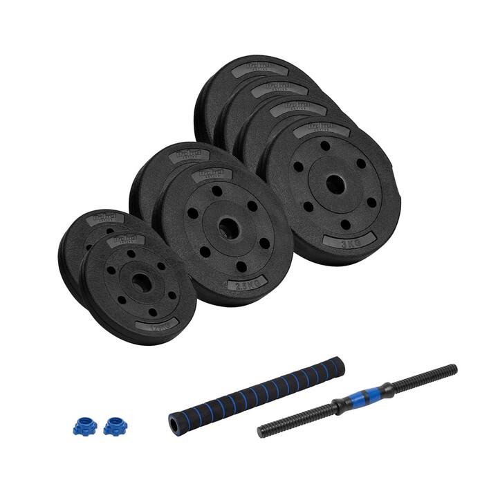 REBEL ACTIVE Adjustable bituminous dumbbell with connector 1x20kg