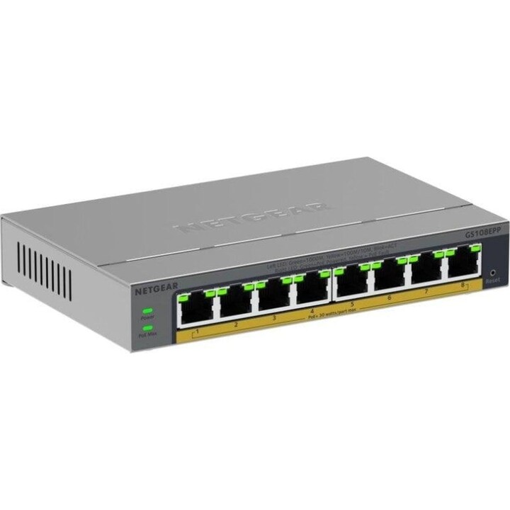 Switch PoE Gigabit Ethernet (10/100/1000) não gerido Netgear GS108EPP, cinzento