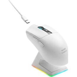 Mars Gaming MMW-ELITE Tri-Mode-Maus 20.000 DPI, weiß, mit RGB-OLED-Basisstation