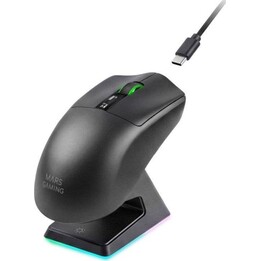 Mouse wireless Mars Gaming MMW-ELITE da 20.000 DPI con display OLED a tre modalità, nero