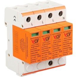 Supresor de sobretensiones Clase B+C 4P (T1T2) 6kA VCX Prof
