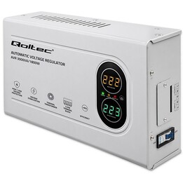 Estabilizador automático de voltaje Qoltec AVR 3000VA | 1800W | Compacto | Transformador toroidal