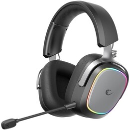 Fones de ouvido supra-auriculares sem fio RETSU Rampage com Bluetooth 2.4G e RGB, na cor preta.