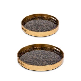 Rituali Domestici Galateo Lot de 2 plateaux ronds dorés