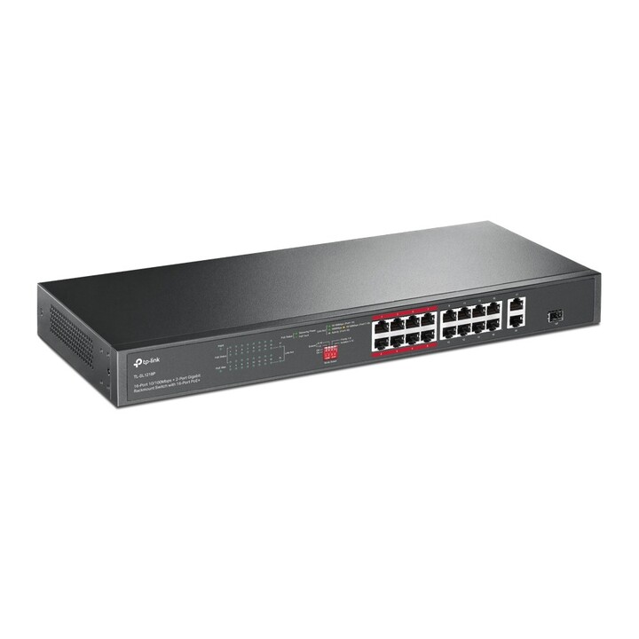 TP-Link 16-Port 10/100 Mbps + 2-Port Gigabit Rackmount Switch mit 16-Port PoE+