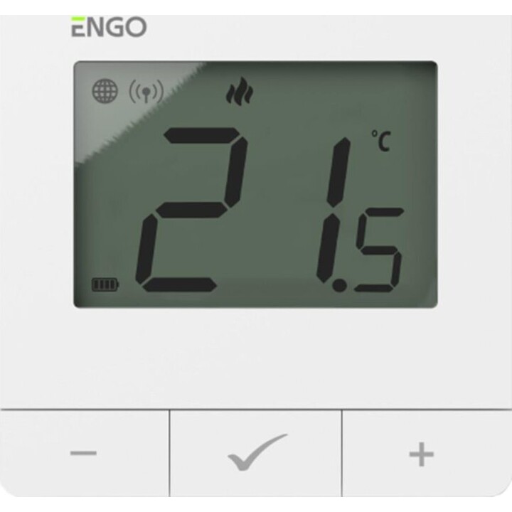 Termostato, alimentado por bateria, branco, ZigBee/868MHz, para montagem em superfície.